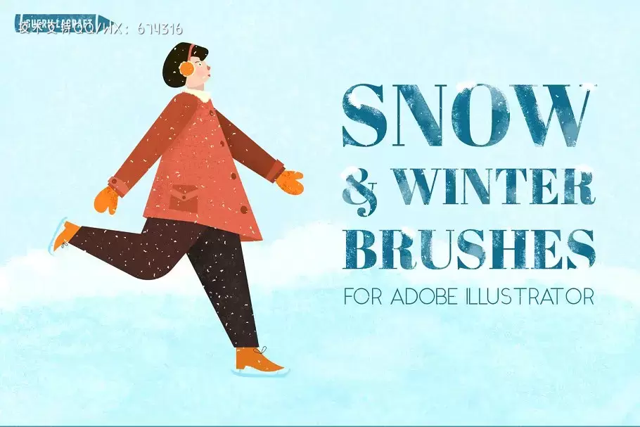 冬天雪花笔刷 Snow & Winter Brushes插图