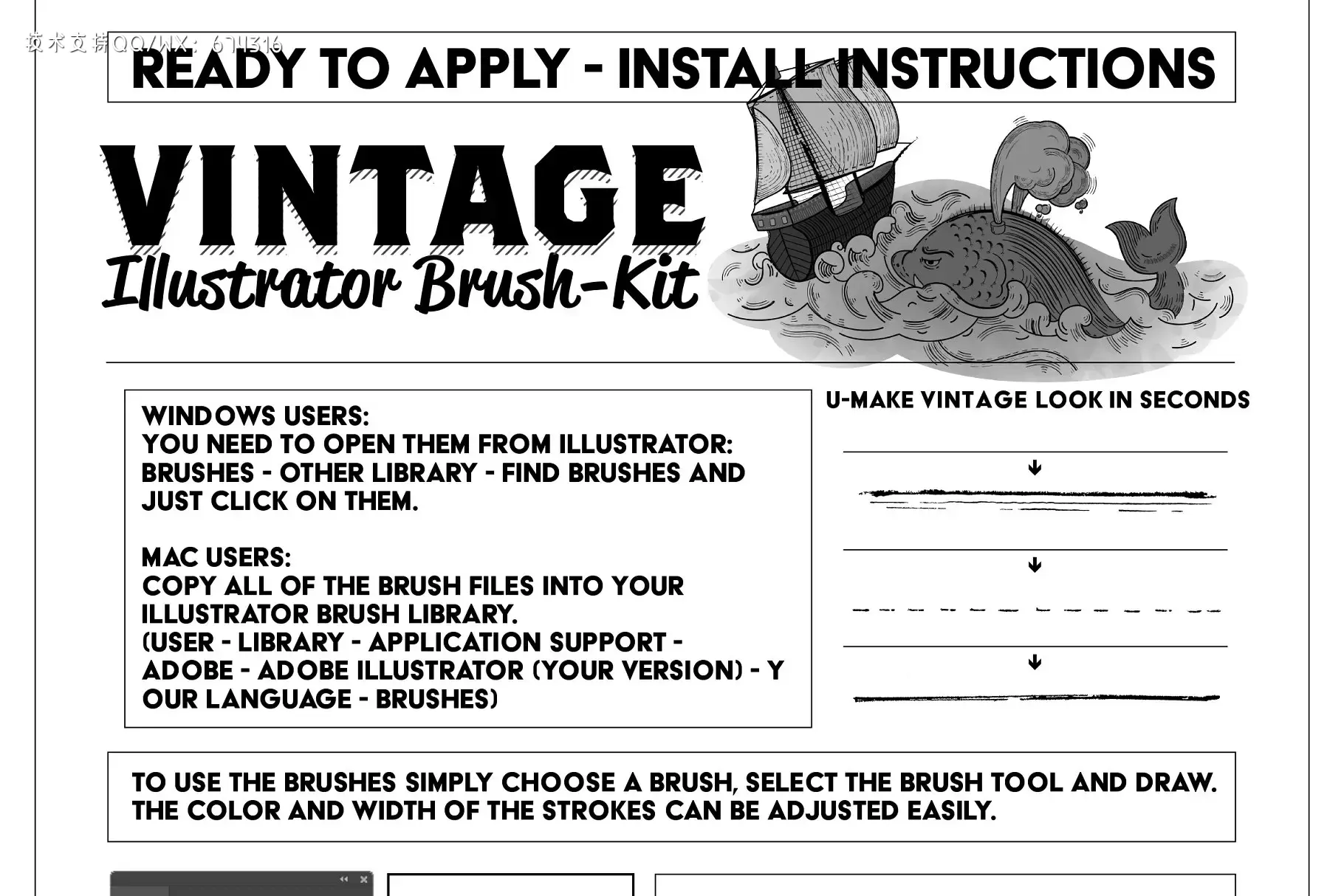 经典ai笔刷下载 Vintage Illustrator Brush-Kit插图5