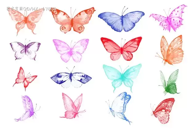 蝴蝶PS笔刷下载 Photoshop Brush Watercolor Butterfly免费下载