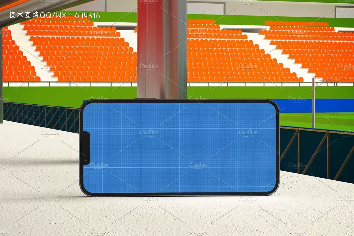 世界杯球场背景iPhone手机样机模板 (PSD)插图4