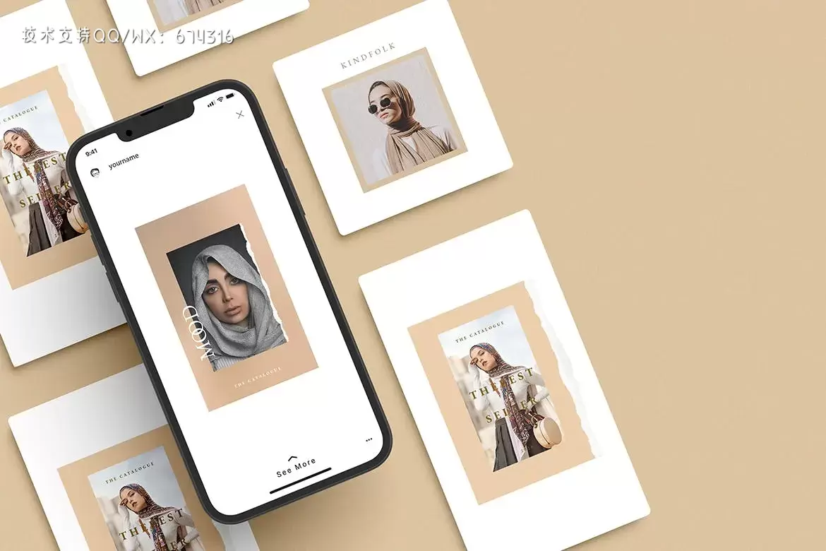 时尚高端简约多用途的Instagram社交媒体banner海报设计APP UI样机展示模型mockups插图4