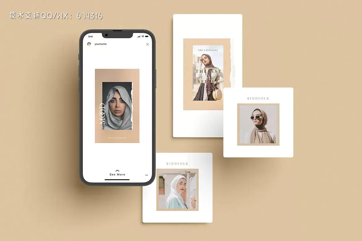 时尚高端简约多用途的Instagram社交媒体banner海报设计APP UI样机展示模型mockups插图10