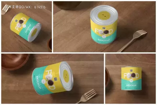 食品罐头包装设计样机模板 (PSD)免费下载