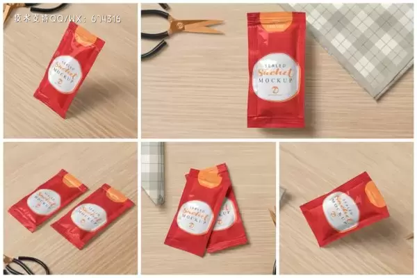 小袋番茄酱包装设计样机[1.2GB,PSD]免费下载