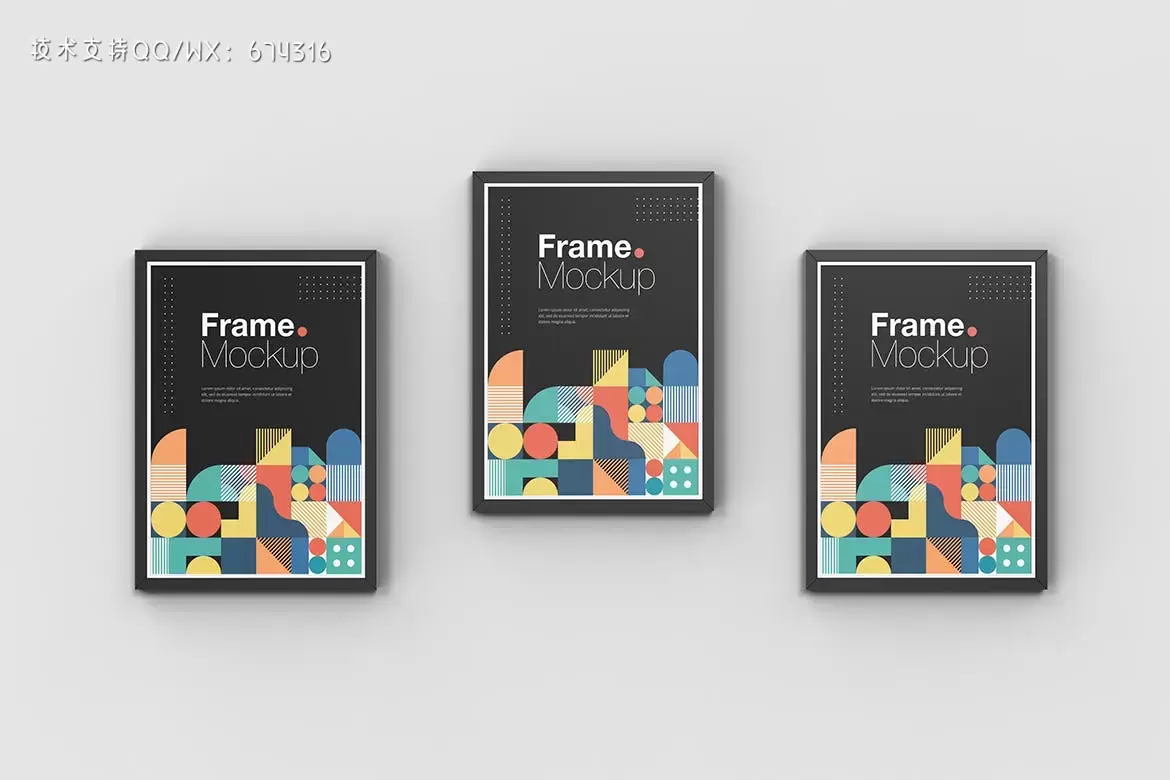 海报作品展示框架样机模板 (PSD)下载