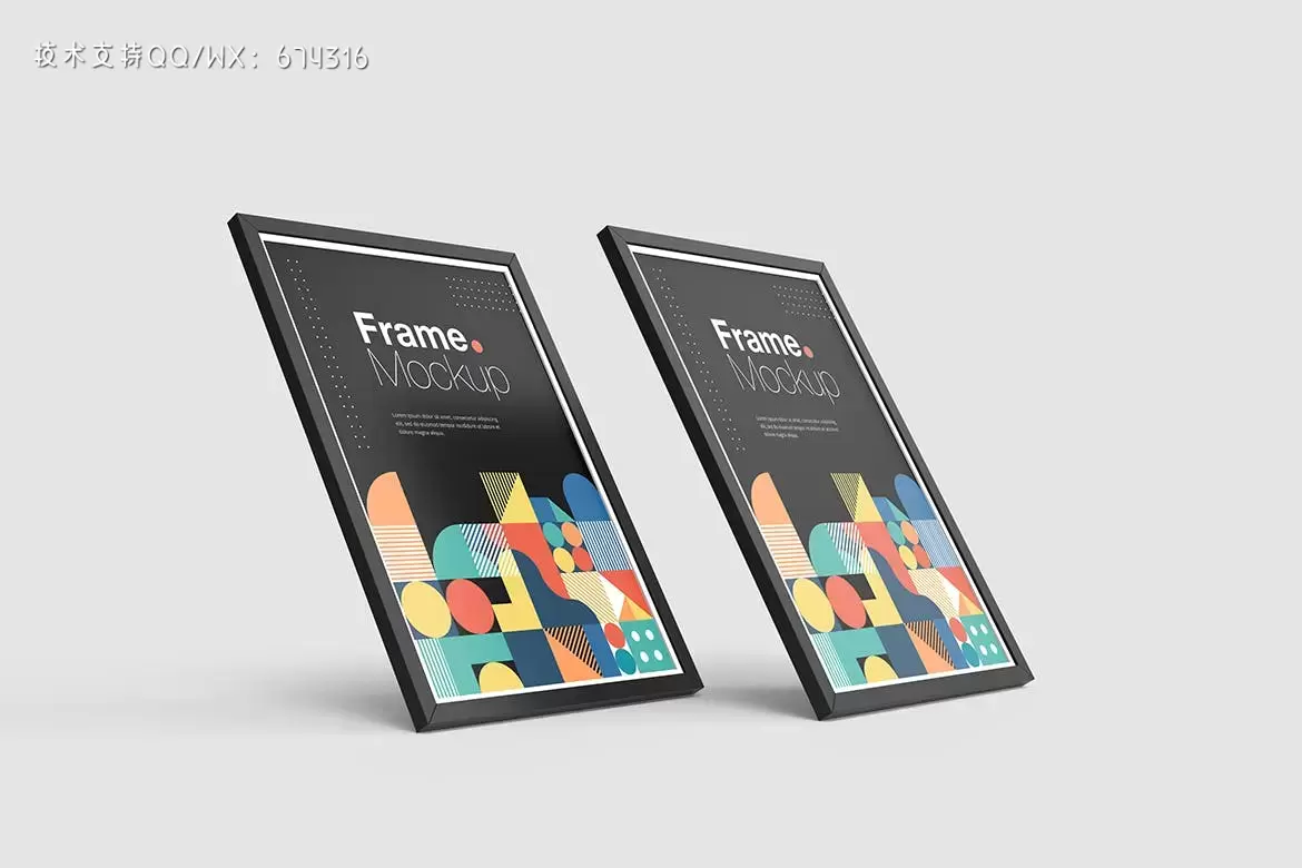海报作品展示框架样机模板 (PSD)下载