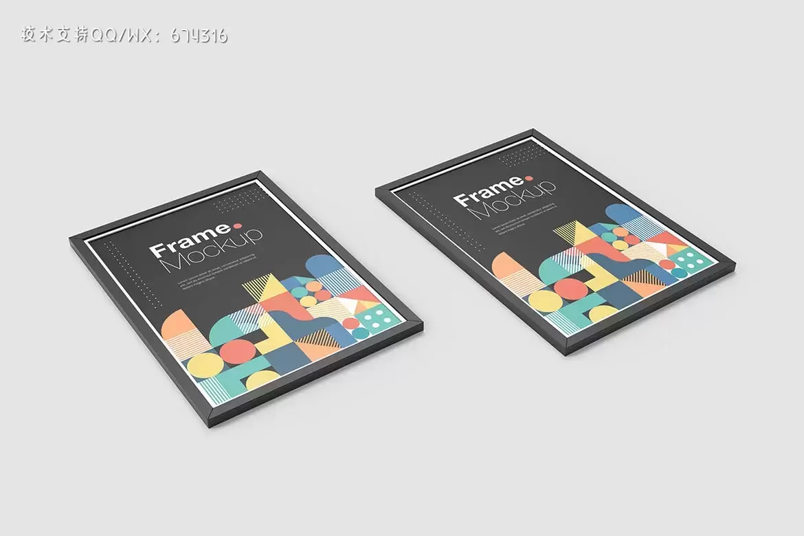 海报作品展示框架样机模板 (PSD)下载