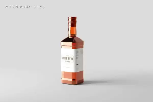 方形酒瓶品牌标签设计样机 (PSD)免费下载