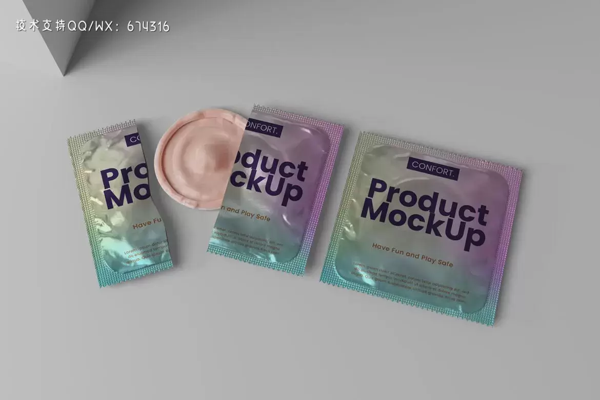 高品质的避孕套包装设计VI样机展示mockups插图1