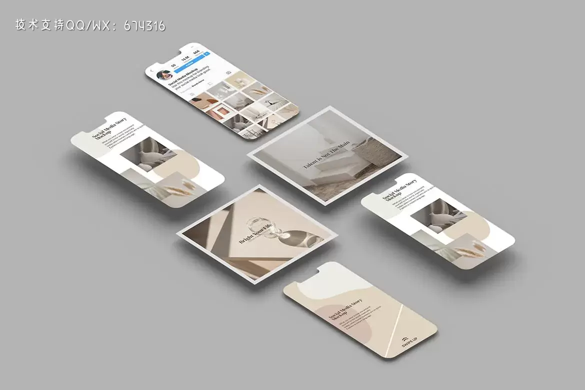 高品质的时尚高端2.5D等轴等距社交媒体banner海报UI样机展示模型mockups插图3