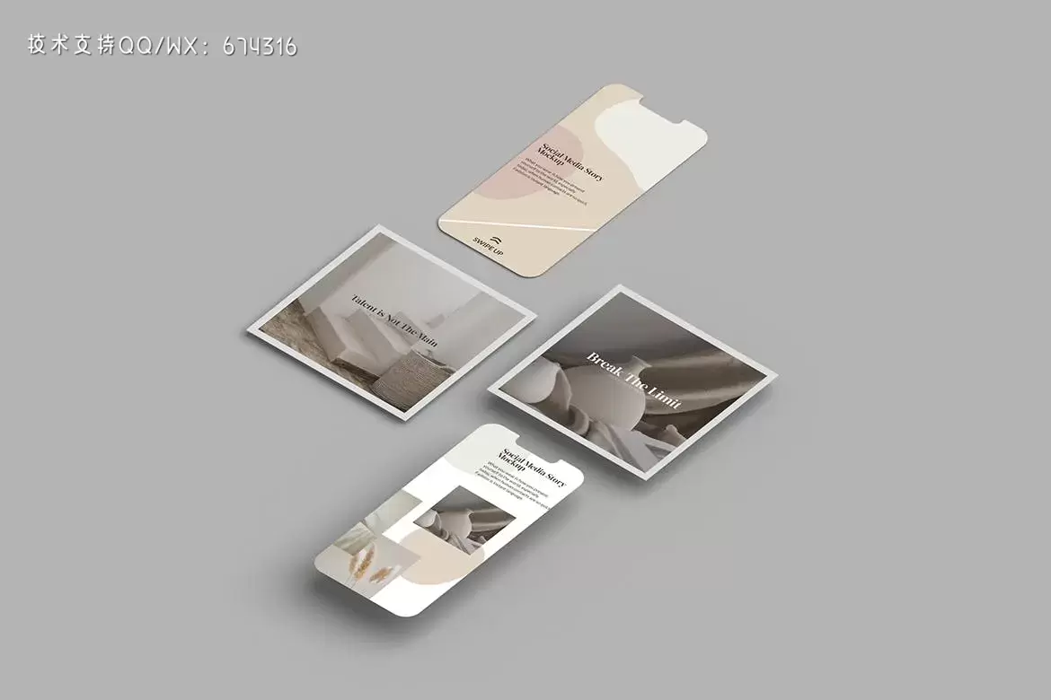 高品质的时尚高端2.5D等轴等距社交媒体banner海报UI样机展示模型mockups插图2