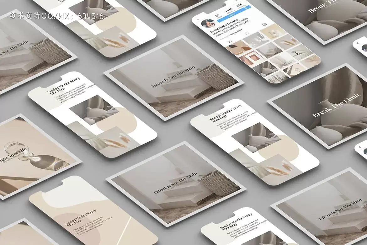 高品质的时尚高端2.5D等轴等距社交媒体banner海报UI样机展示模型mockups插图4