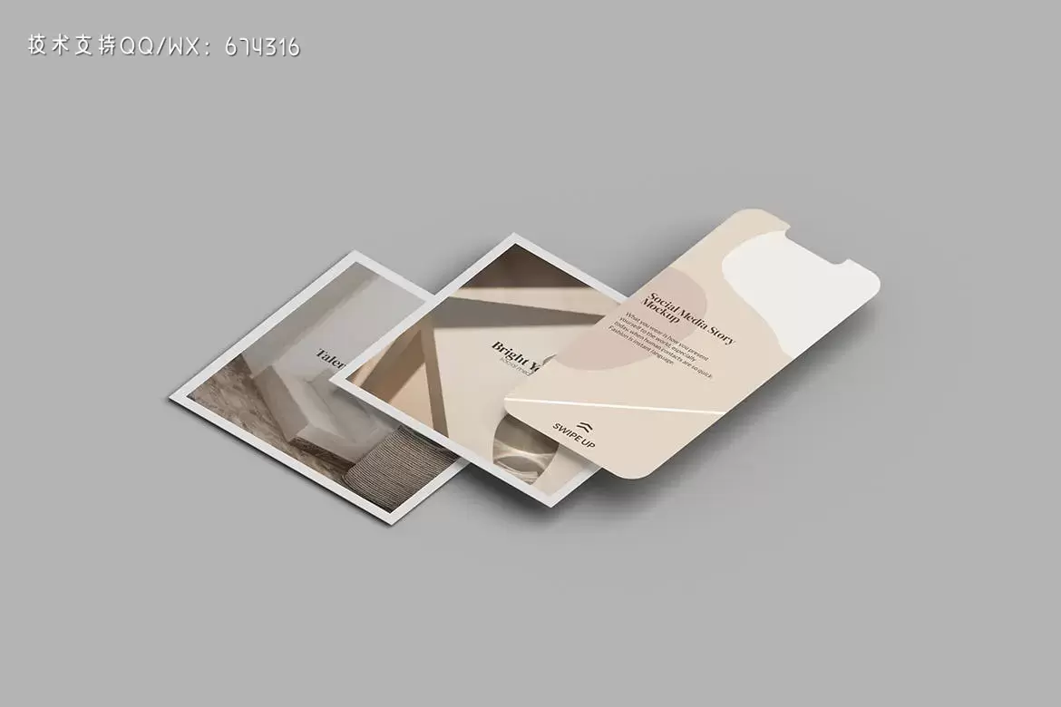 高品质的时尚高端2.5D等轴等距社交媒体banner海报UI样机展示模型mockups插图1