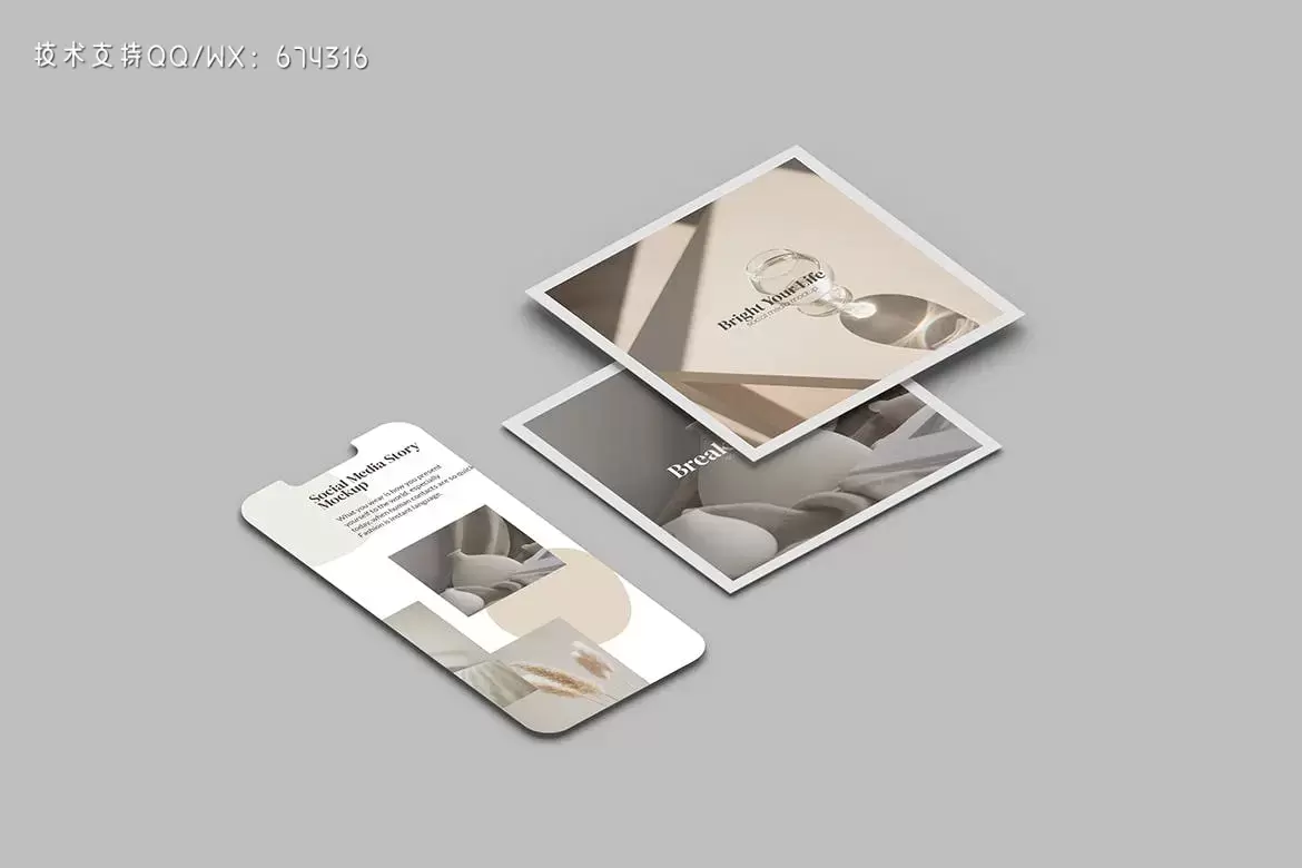 高品质的时尚高端2.5D等轴等距社交媒体banner海报UI样机展示模型mockups插图5