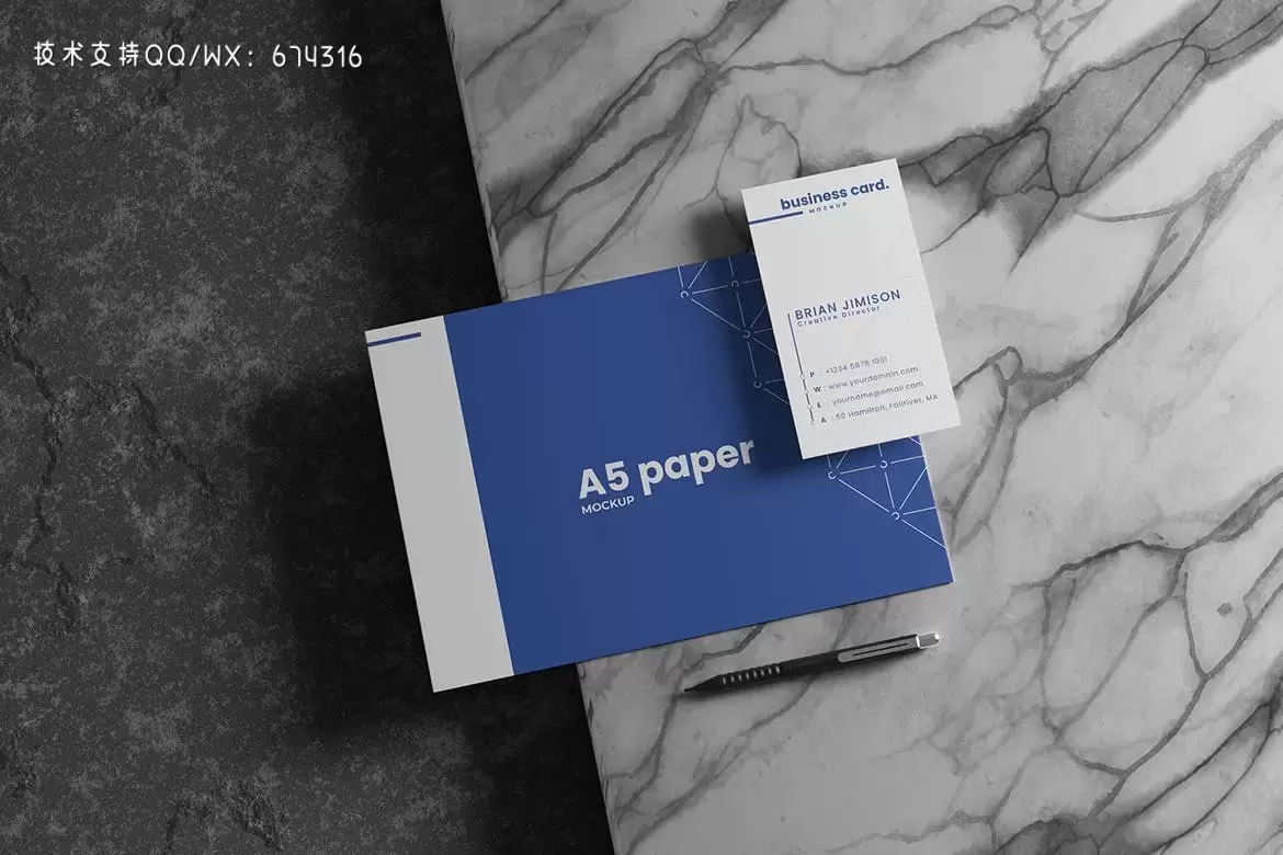 高品质的逼真质感A4尺寸海报名片设计VI样机展示模型mockups插图1