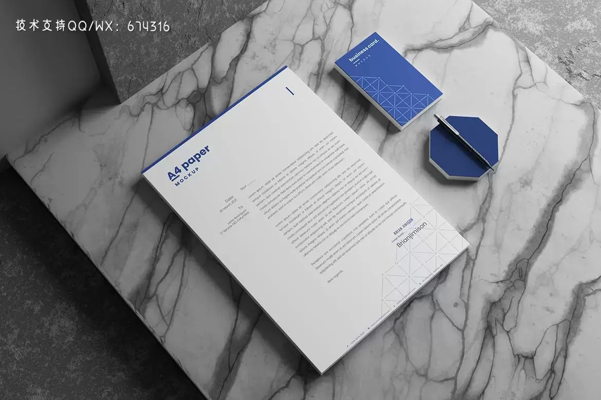 高品质的逼真质感A4尺寸海报名片设计VI样机展示模型mockups插图2