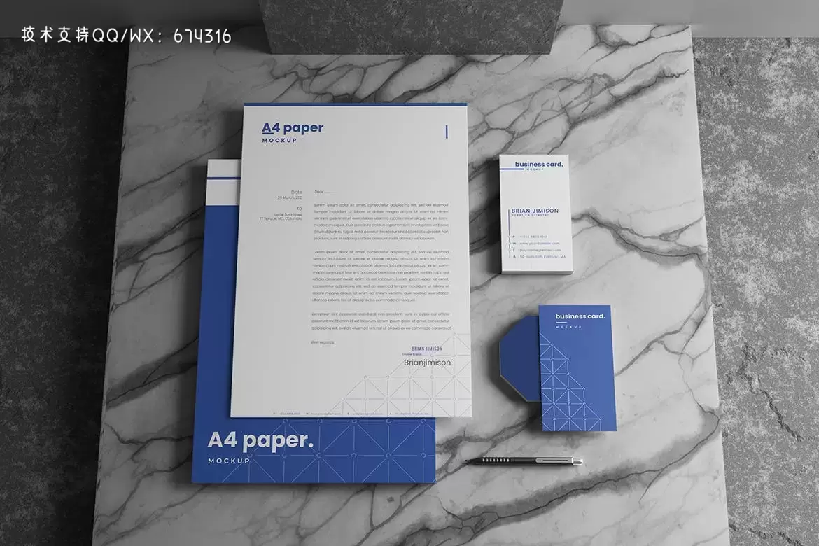 高品质的逼真质感A4尺寸海报名片设计VI样机展示模型mockups插图3