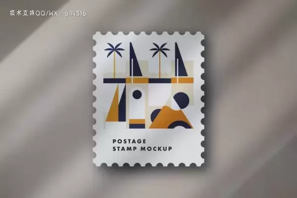邮票艺术图案设计样机 (PSD)免费下载