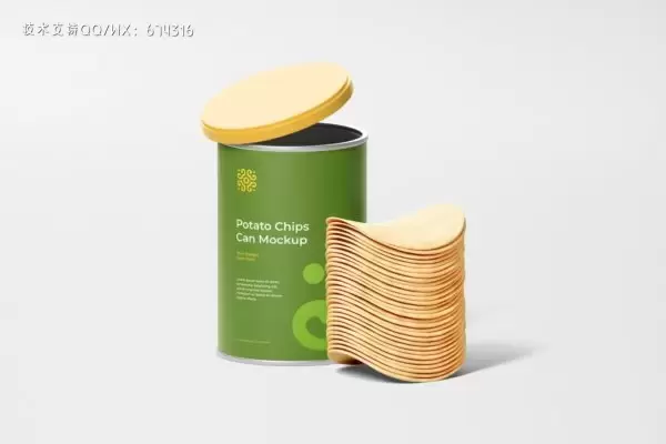 圆形纸罐薯片包装设计样机 (PSD)免费下载