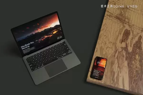 MacBook pro和iPhone13苹果设备样机 (PSD)免费下载