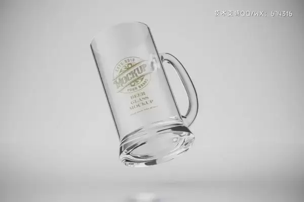 透明啤酒杯品牌Logo设计样机 (PSD)免费下载