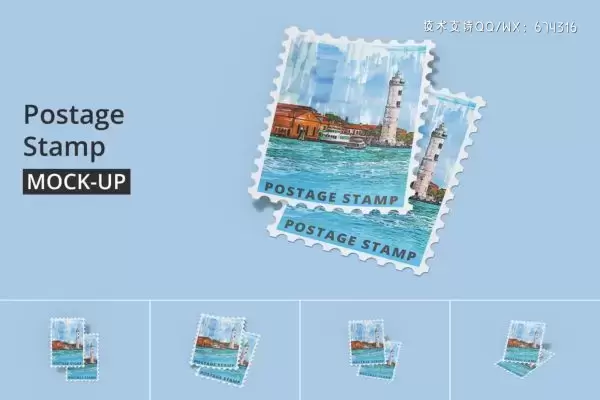 信封锯齿邮票设计样机 (PSD)免费下载