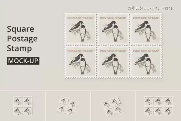 方形邮票设计样机 (PSD)免费下载