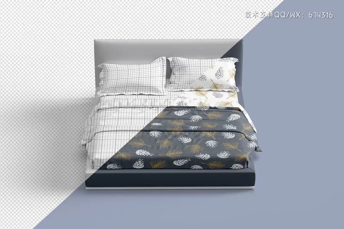 床上用品床单图案设计展示样机模板 (psd)插图11