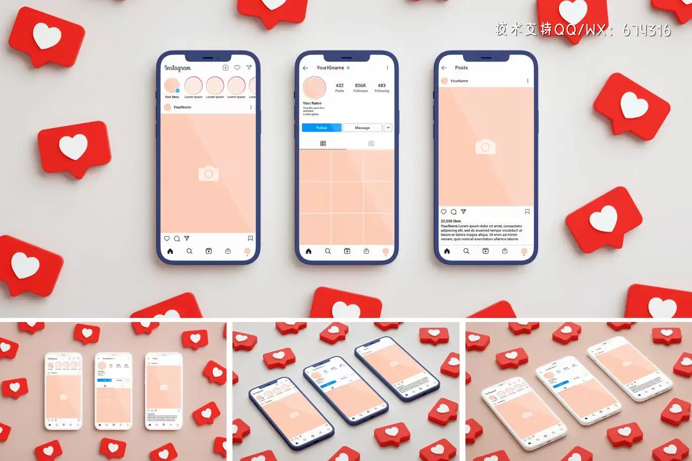 时尚高端Instagram社交媒体banner海报VI设计样机展示模型mockups插图