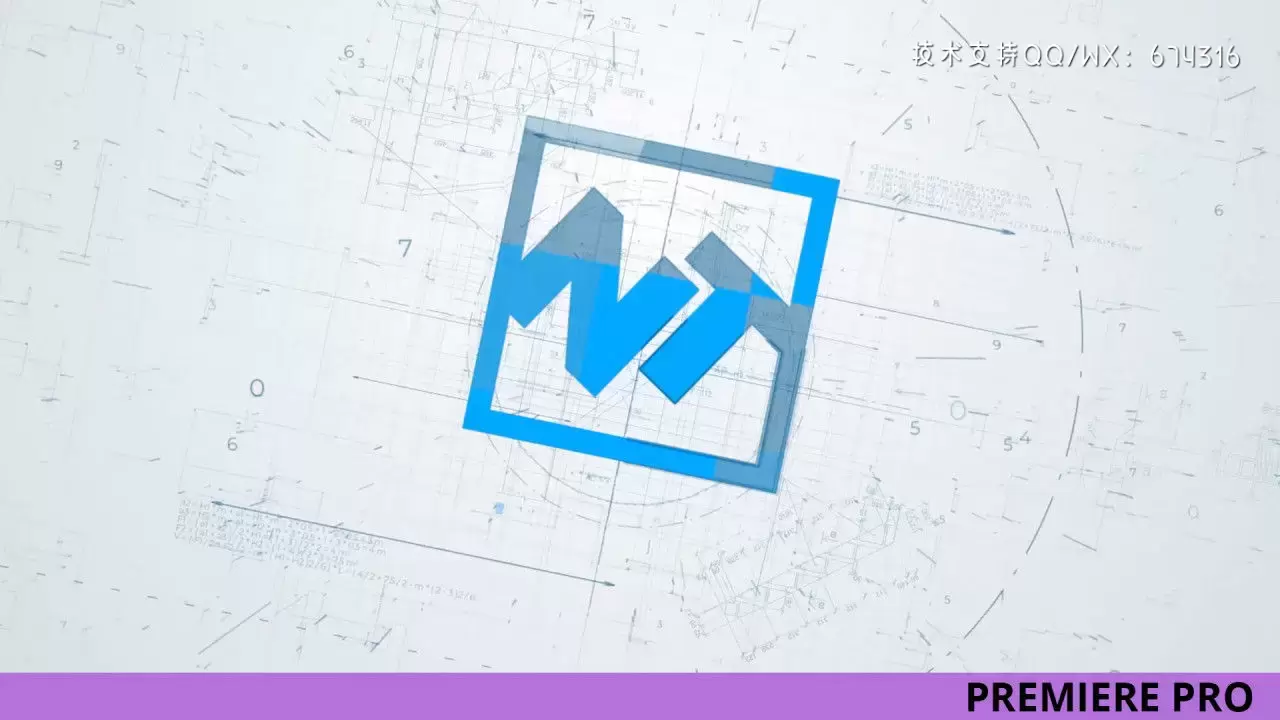 三维工程建筑蓝图LOGO展示PR模板视频下载插图