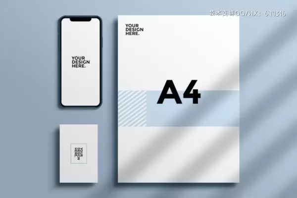 固定iPhone/纸张/名片品牌设计样机 (PSD)免费下载