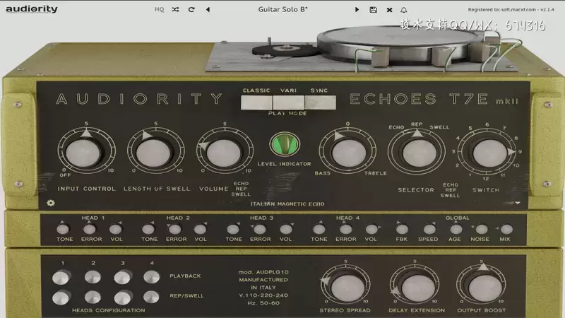音频插件-Audiority Echoes T7E MkII(模拟磁回声插件) v2.1.4特别版 支持Studio One插图