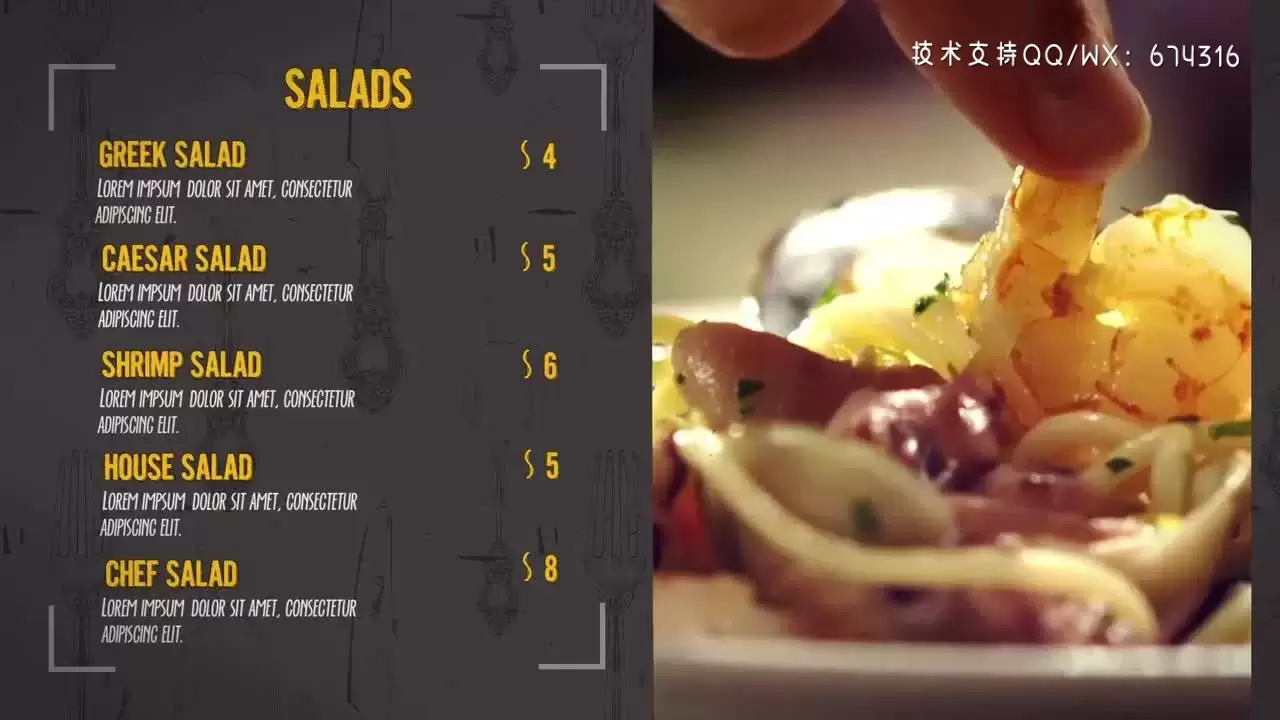 餐厅菜单文本标题动画PR模板视频下载