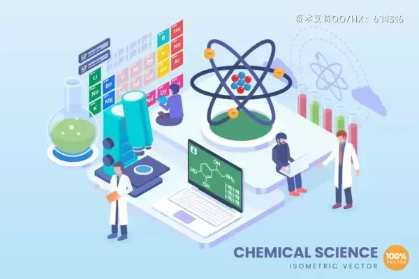 2.5D等距化学科学矢量概念（Ai）免费下载