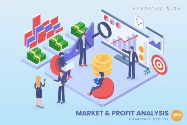 2.5D等距市场与利润分析向量（Ai）免费下载