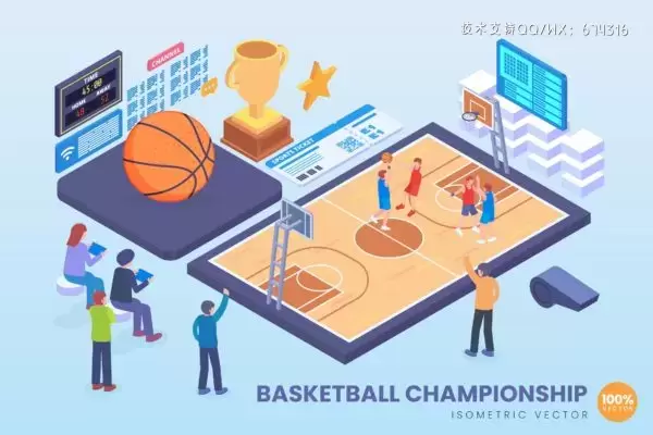 2.5风格的篮球冠军赛运动矢量插画素材下载[Ai]免费下载