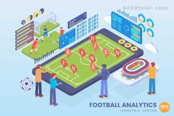 2.5风格的足球分析矢量插画素材下载[Ai]免费下载