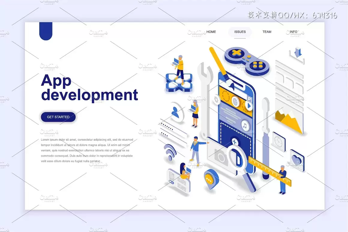 现代网站着陆页等距概念插图集 Landing Page Templates插图4