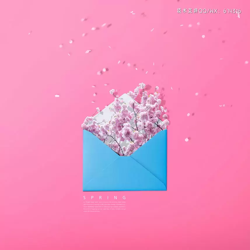 樱花信封春季概念海报设计素材 (psd)插图