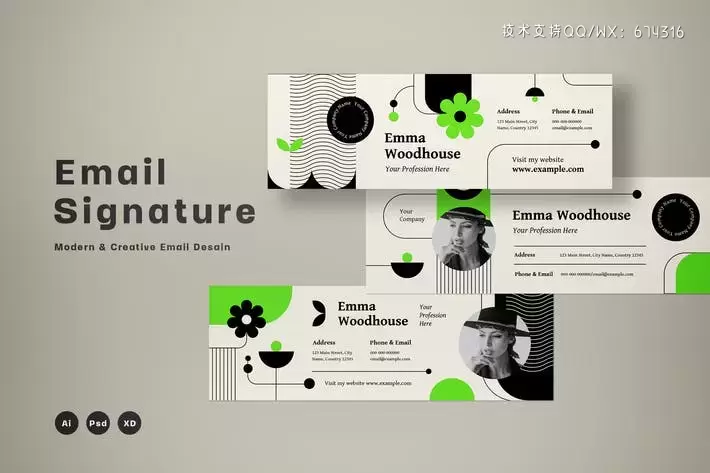 高品质的时尚高端电子签名邮件banner海报设计模板-AI, PSD, XD插图