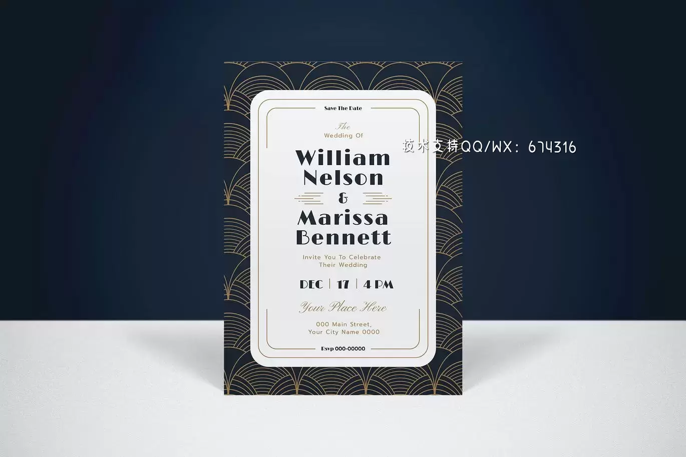 高品质的时尚高端专业优雅高端婚礼请柬海报设计模板-AI,PSD插图