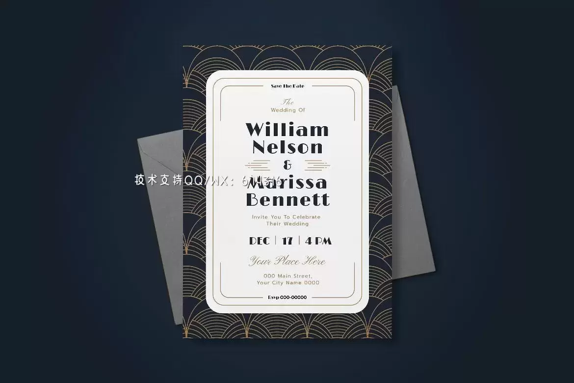 高品质的时尚高端专业优雅高端婚礼请柬海报设计模板-AI,PSD插图2