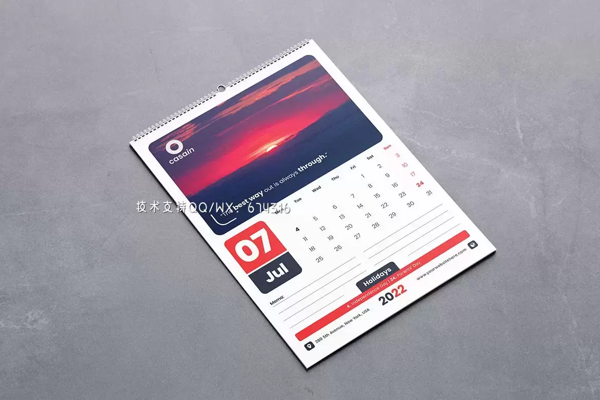 高品质的2022年新年挂历日历设计模板-PSD插图2