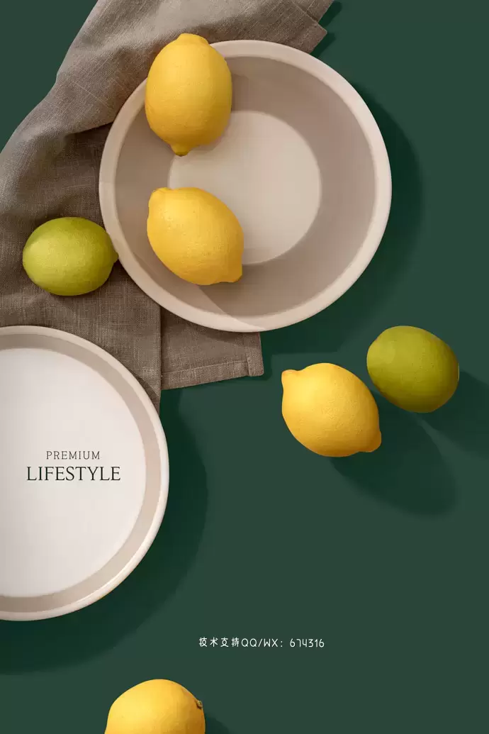 柠檬&盘子元素家居生活主题海报设计模板 (psd)插图