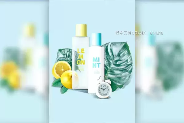 柠檬&薄荷爽肤水夏季护肤品海报设计模板 (psd)免费下载