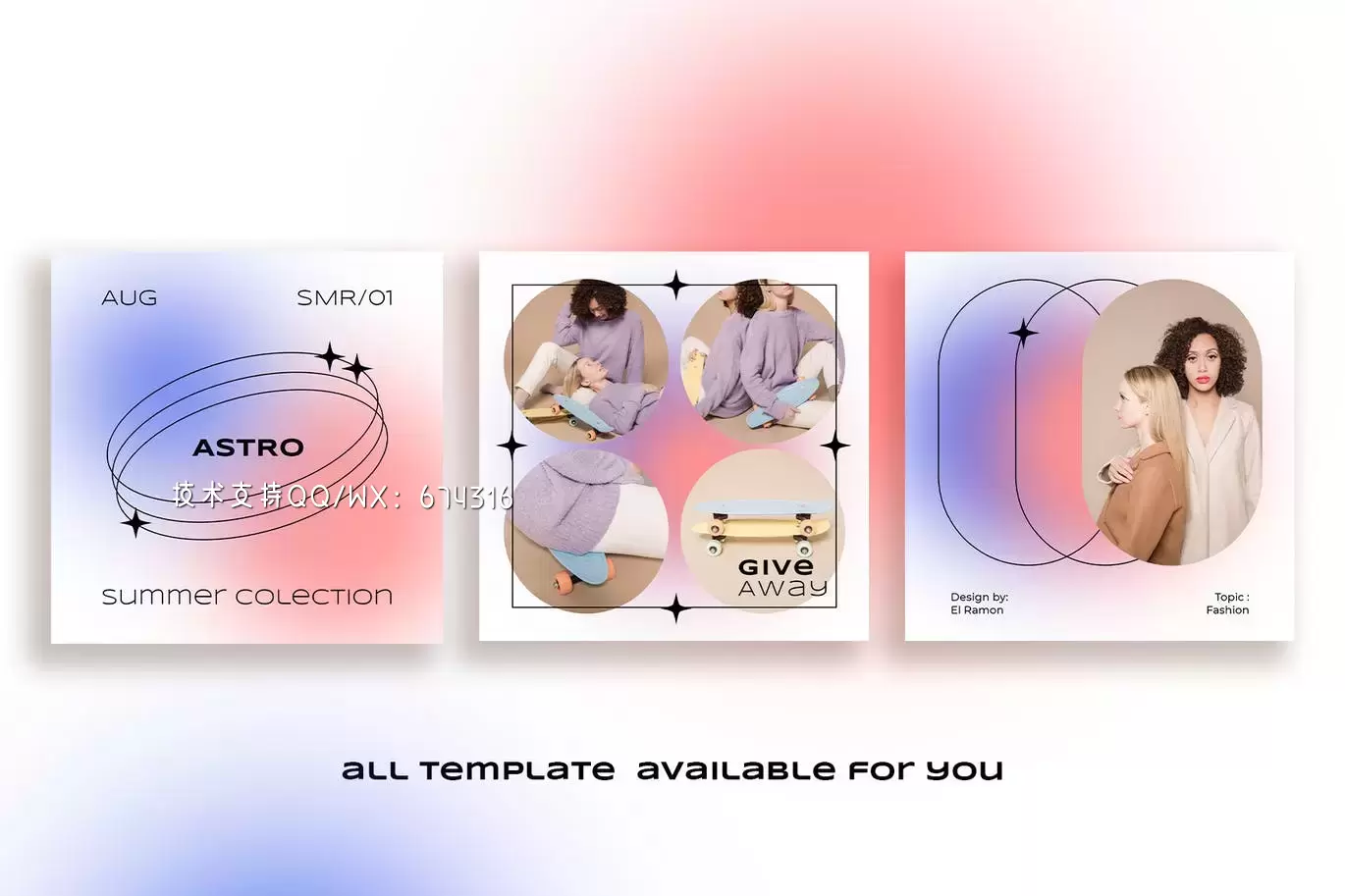 时尚高端简约清新优雅渐变配色Instagram社交媒体banner海报设计模板集合-PSD插图2