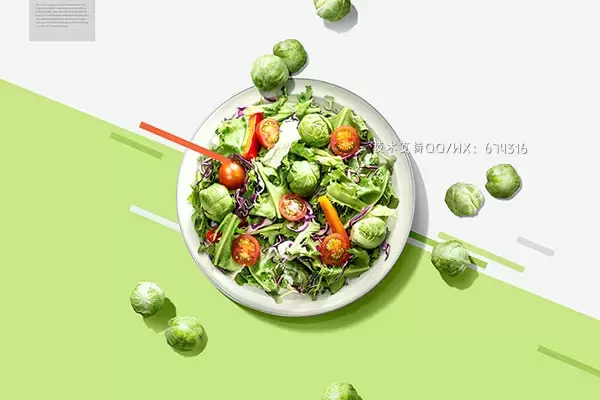 绿色健康营养蔬菜沙拉食品海报设计模板 (psd)免费下载