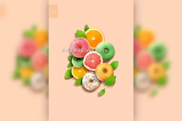甜甜圈&水果食品创意海报设计模板 (psd)免费下载