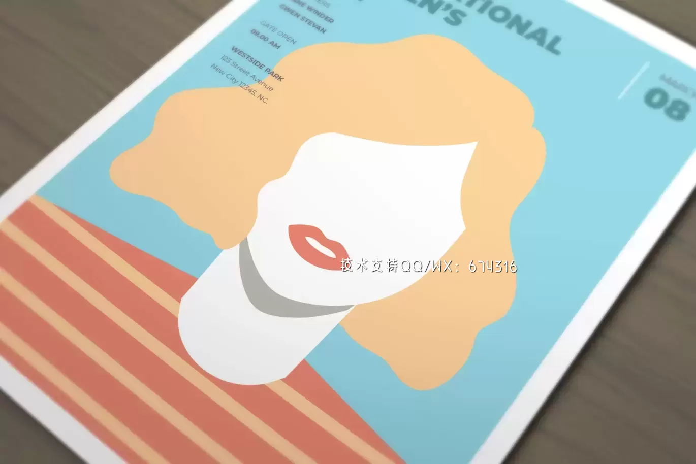 高端艺术个性三八妇女节海报宣传单矢量插画设计模板集合-AI，PSD插图2