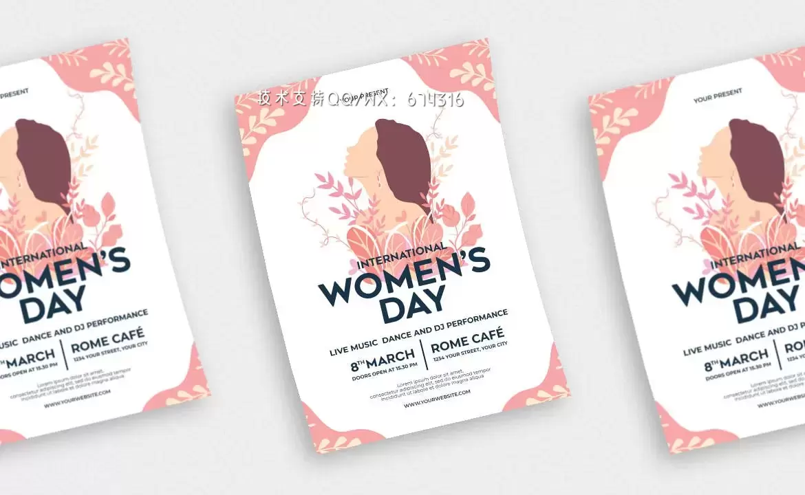 简约清新简约38妇女节母亲节海报设计模板-AI，EPS，PSD插图1